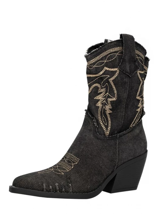 Foto van product Elara Cowboylaarzen lichtbeige / zwart gemêleerd