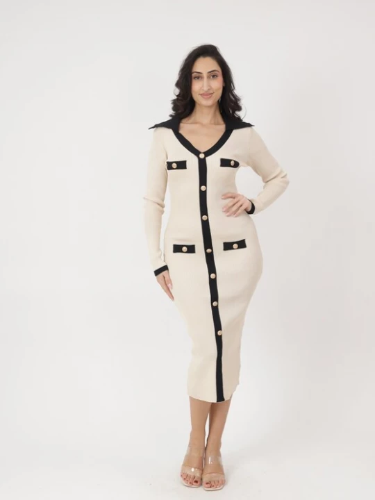 Foto van product Elara Gebreide jurk beige / zwart