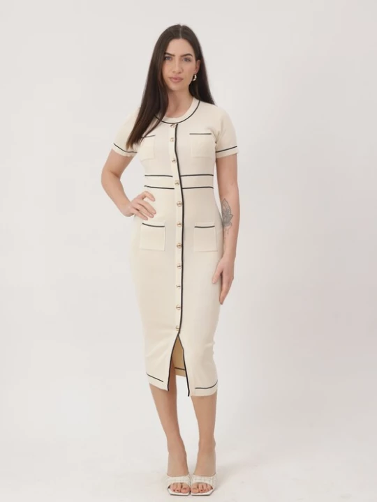 Foto van product Elara Gebreide jurk beige / zwart