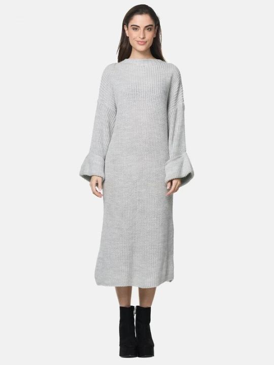 Foto van product Elara Gebreide jurk grijs gemêleerd