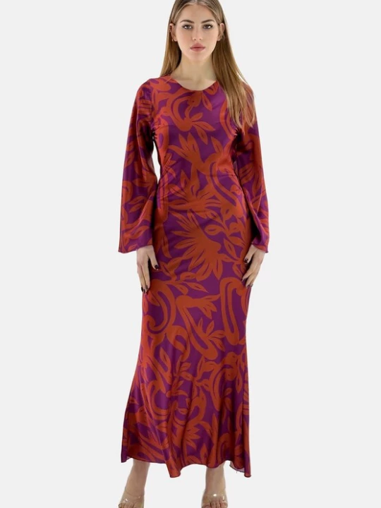 Foto van product Elara Jurk 'Abaya' fuchsia / roestrood
