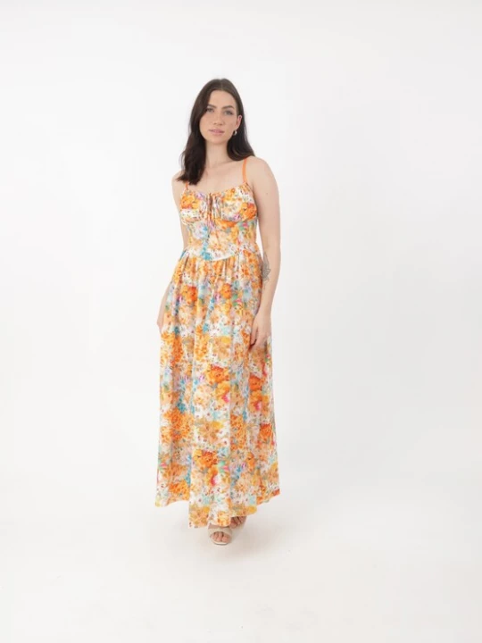 Foto van product Elara Jurk azuur / lila / oranje / wit