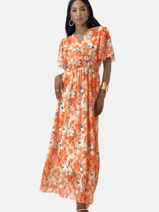 Foto van product Elara Jurk blauw / oranje / wit