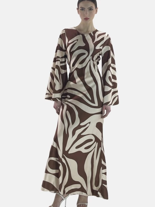 Foto van product Elara Jurk bruin / offwhite