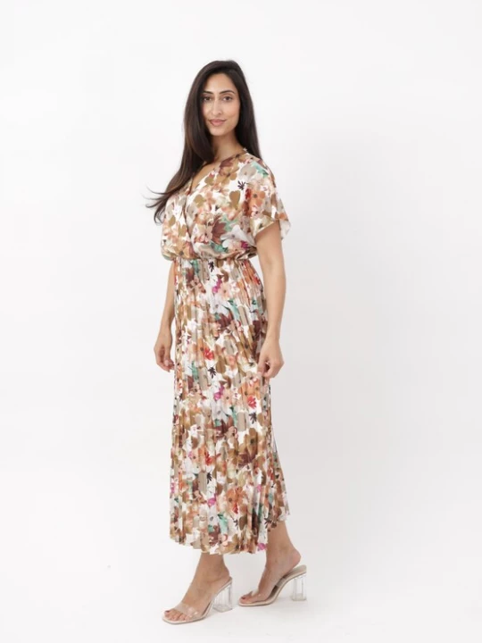 Foto van product Elara Jurk camel / bruin / mintgroen / wit