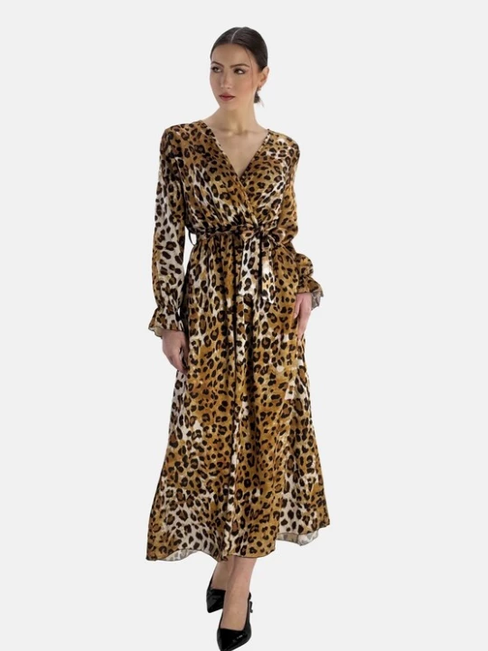 Foto van product Elara Jurk camel / ecru / bruin / zwart