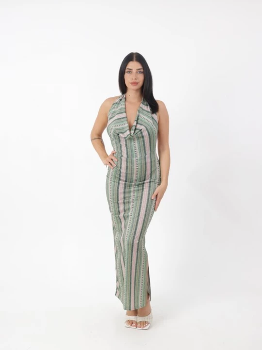 Foto van product Elara Jurk camel / lichtgroen