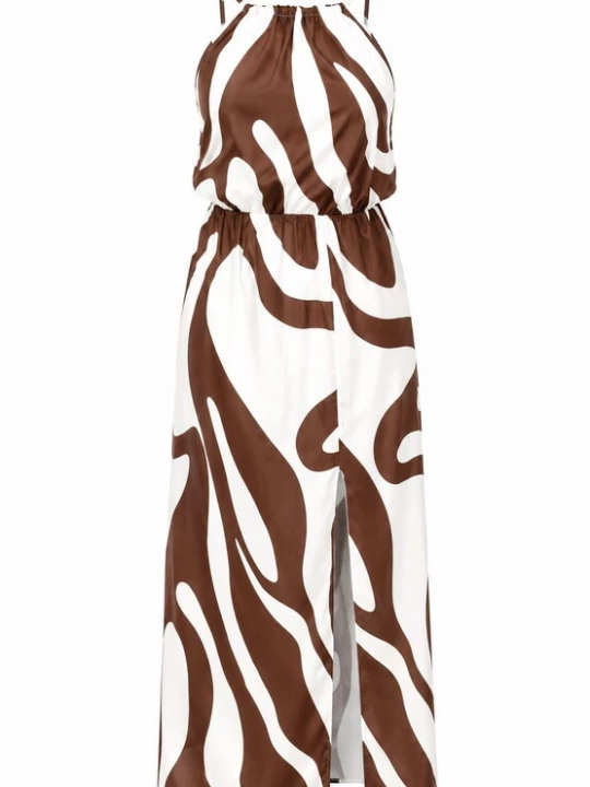Foto van product Elara Jurk chocoladebruin / wit