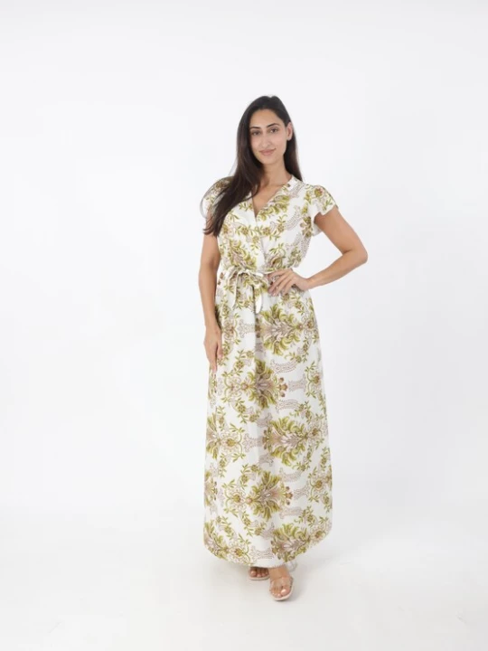 Foto van product Elara Jurk donkerbeige / bruin / kiwi / wit