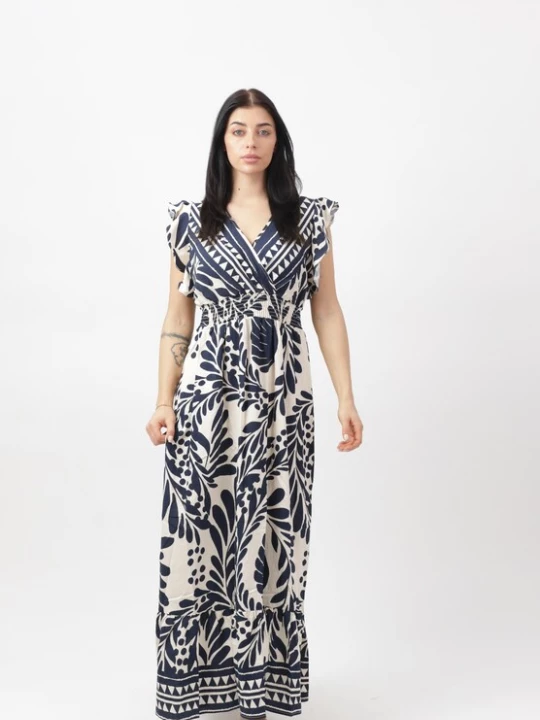 Foto van product Elara Jurk donkerblauw / wit