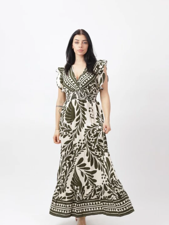 Foto van product Elara Jurk groen / offwhite