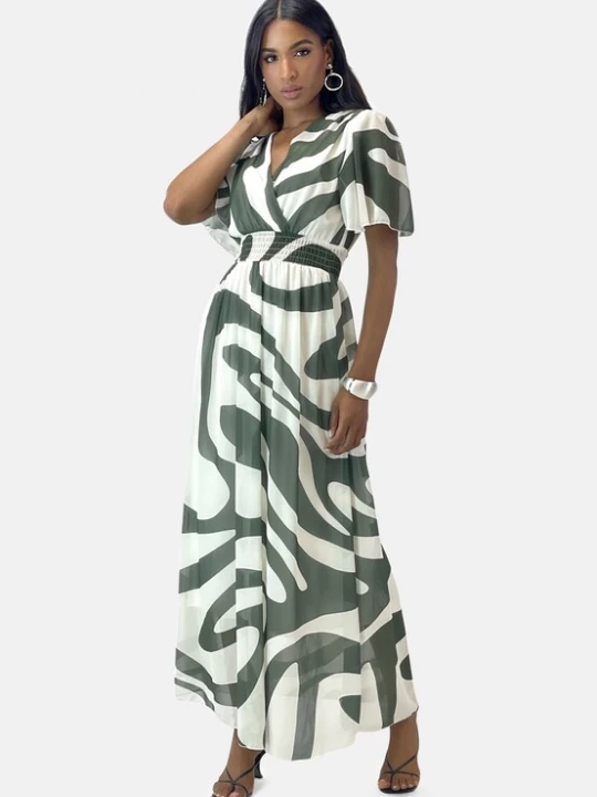 Foto van product Elara Jurk kaki / wit