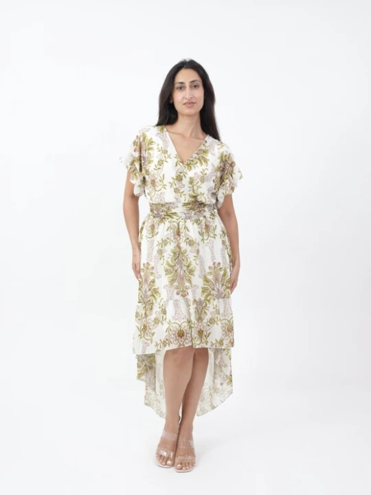 Foto van product Elara Jurk kiwi / oudroze / wit