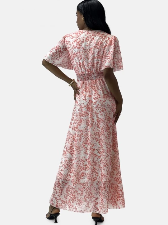 Foto van product Elara Jurk kreeft / pasteloranje / wit