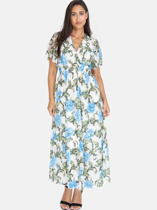 Foto van product Elara Jurk lichtblauw / grasgroen / wit