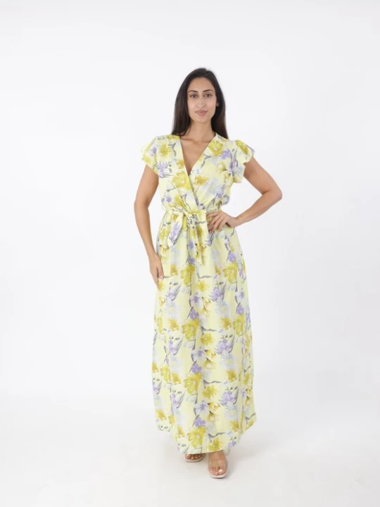 Foto van product Elara Jurk lichtgeel / grijs / lavendel / wit