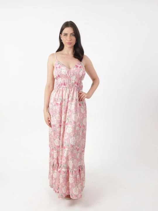 Foto van product Elara Jurk lichtgroen / rosa / pitaja roze / wit