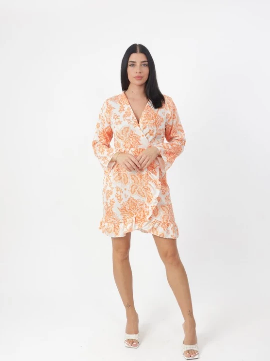 Foto van product Elara Jurk lichtoranje / wit
