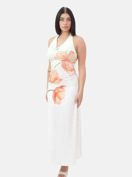 Foto van product Elara Jurk mintgroen / oranje / wit