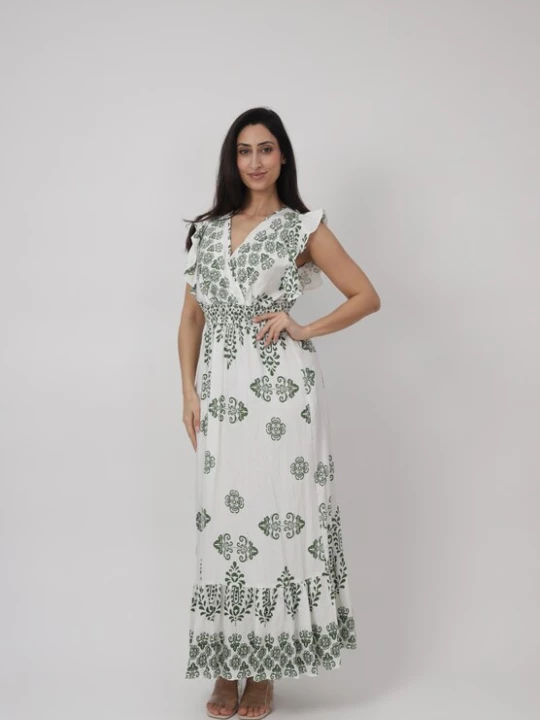 Foto van product Elara Jurk olijfgroen / wit