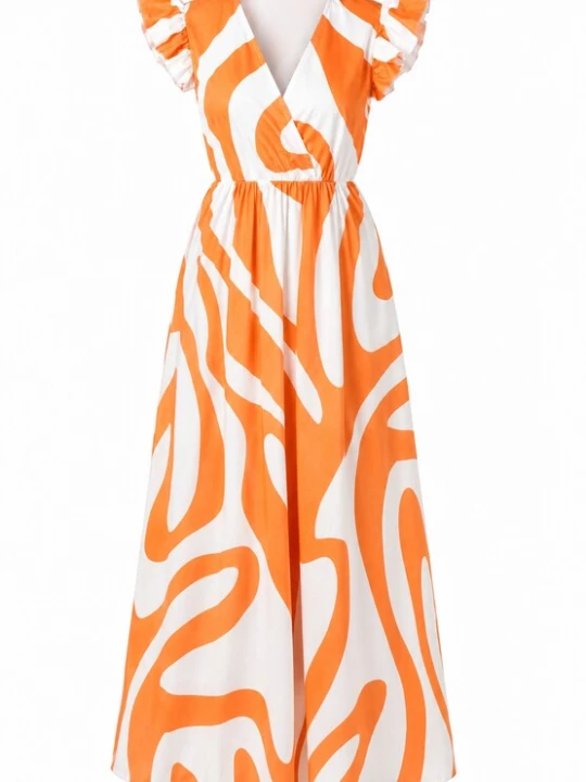 Foto van product Elara Jurk oranje / wit