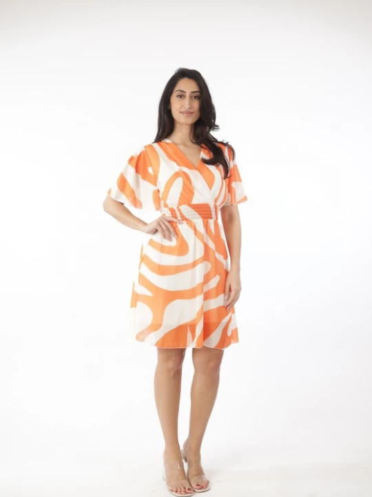 Foto van product Elara Jurk oranje / wit