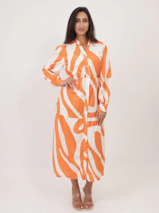 Foto van product Elara Jurk oranje / wit
