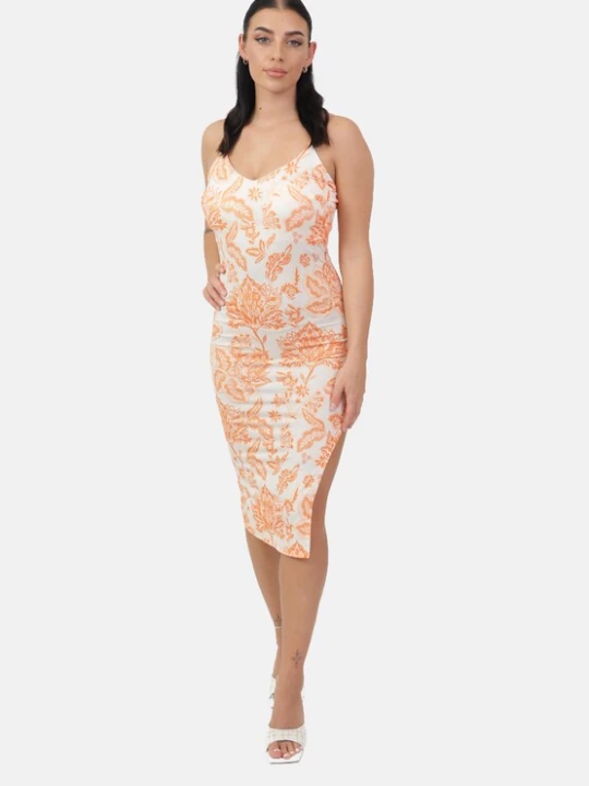 Foto van product Elara Jurk oranje / wit
