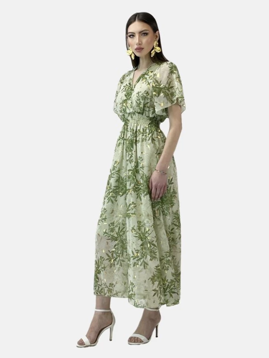 Foto van product Elara Jurk pasteelgeel / jade groen / pastelgroen