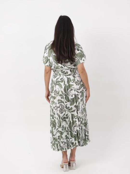 Foto van product Elara Jurk pastelgroen / donkergroen / wit