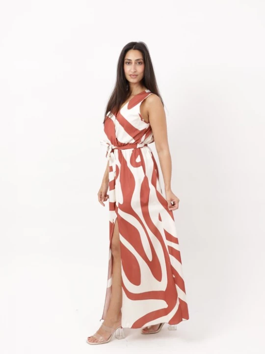 Foto van product Elara Jurk roestbruin / wit
