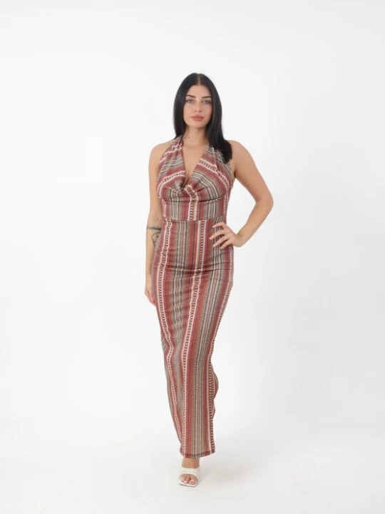 Foto van product Elara Jurk roestbruin / zwart / wit