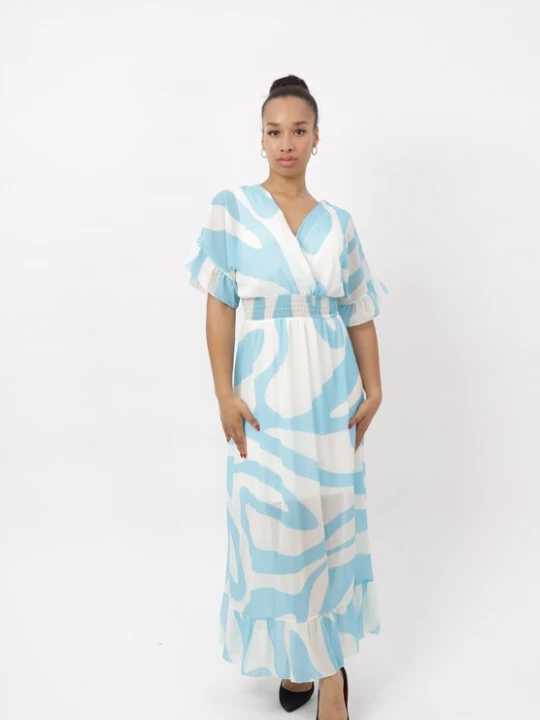 Foto van product Elara Jurk turquoise / wit