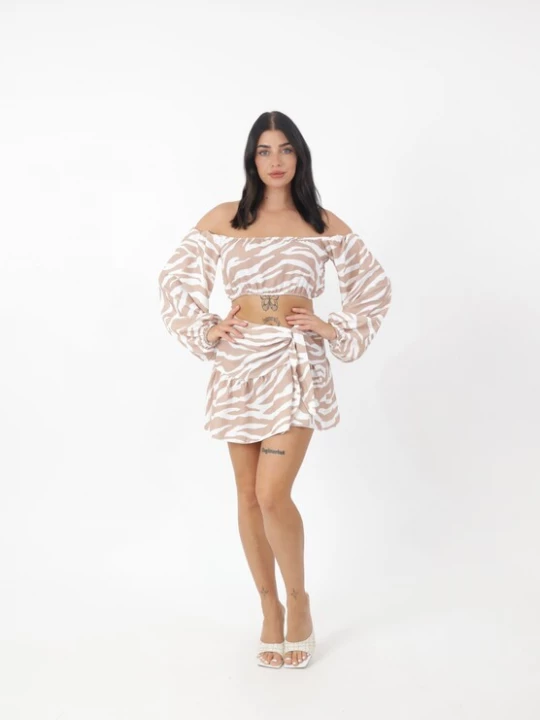 Foto van product Elara Kostuum donkerbeige / wit