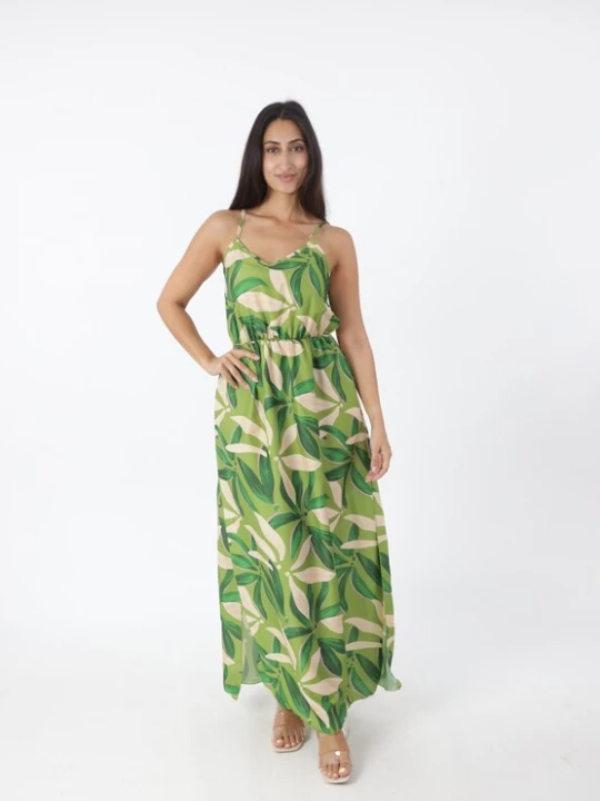 Foto van product Elara Zomerjurk beige / groen / kaki