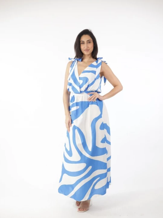 Foto van product Elara Zomerjurk blauw / wit