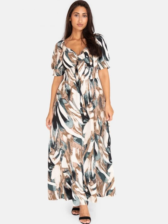Foto van product Elara Zomerjurk bruin / cappuccino / zwart / wit