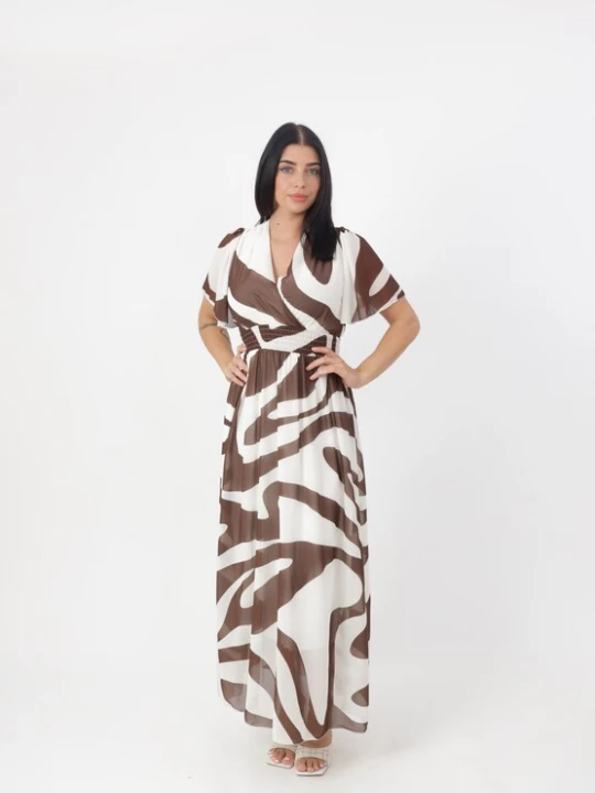 Foto van product Elara Zomerjurk bruin / wit