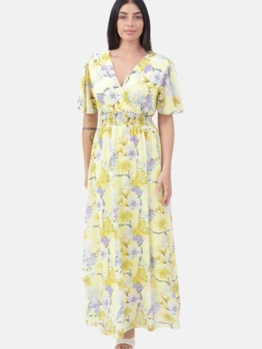 Foto van product Elara Zomerjurk geel / grijs / wit