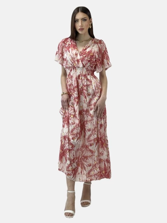 Foto van product Elara Zomerjurk goud / bordeaux / wit