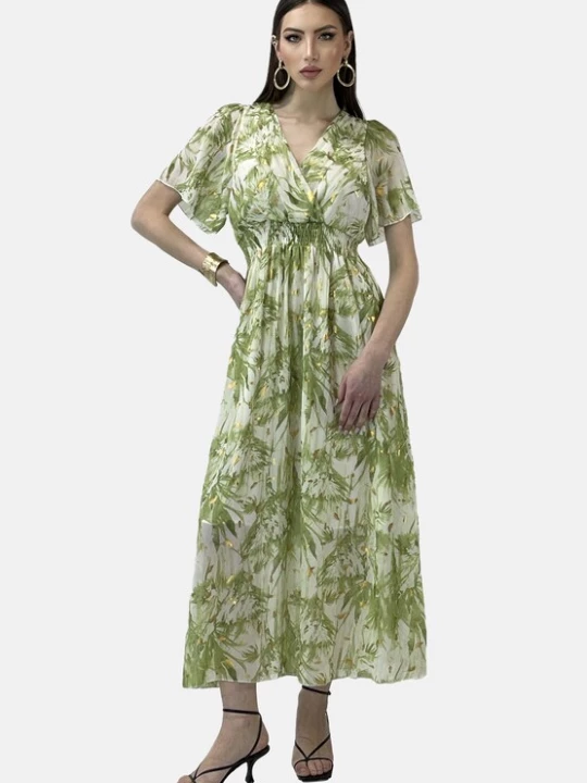 Foto van product Elara Zomerjurk goud / kiwi / natuurwit
