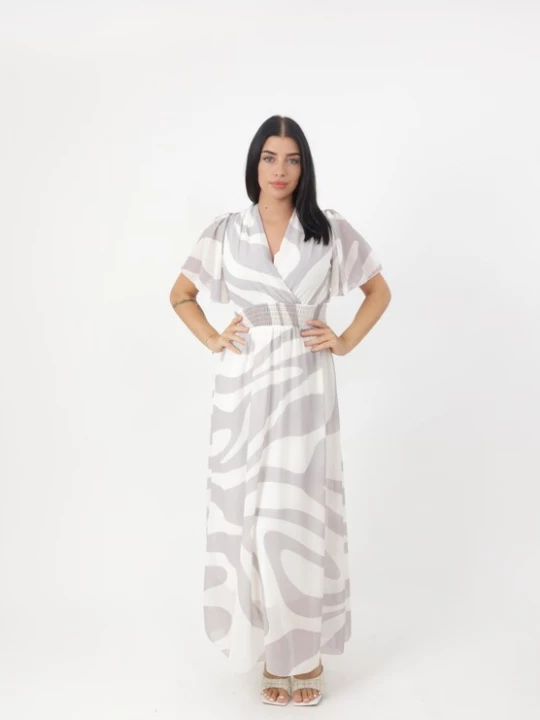 Foto van product Elara Zomerjurk grijs / wit