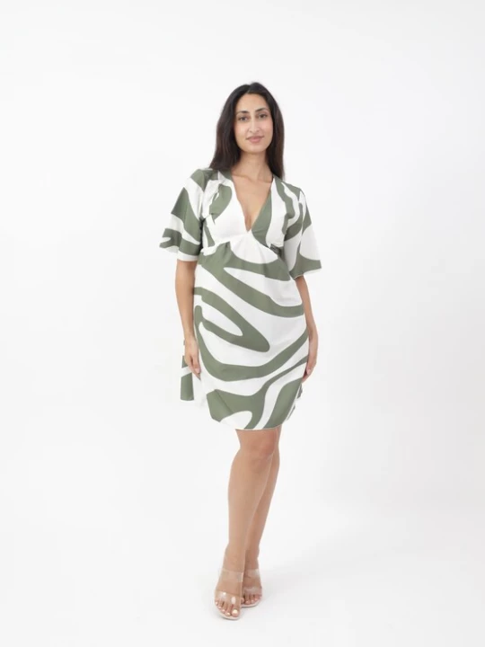 Foto van product Elara Zomerjurk kaki / wit