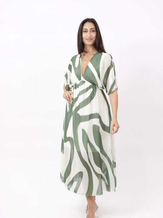 Foto van product Elara Zomerjurk kaki / wit
