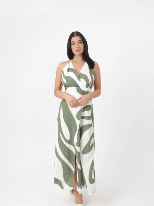 Foto van product Elara Zomerjurk kaki / wit