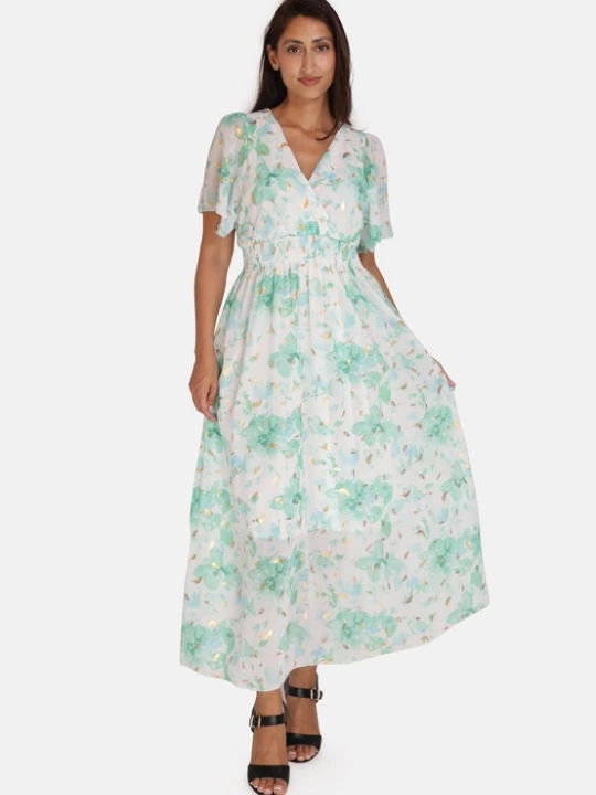 Foto van product Elara Zomerjurk lichtblauw / goud / mintgroen / wit