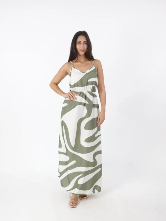 Foto van product Elara Zomerjurk olijfgroen / wit