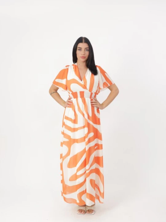 Foto van product Elara Zomerjurk oranje / wit