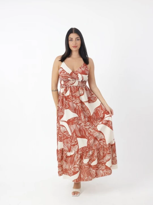 Foto van product Elara Zomerjurk oranje / wit