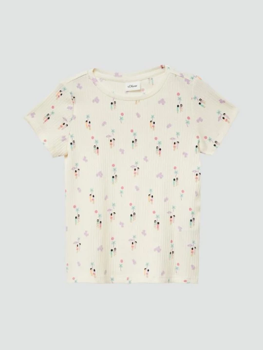 Foto van product Elastisch T-shirt van ribstof s.Oliver crème